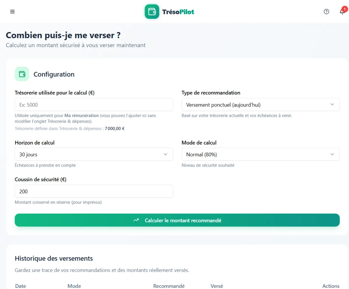 Aperçu du simulateur de rémunération